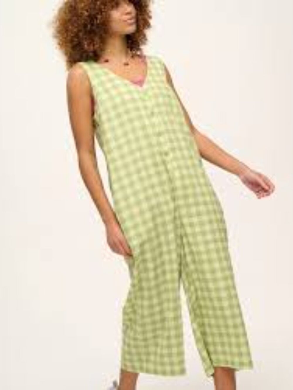 Lucy & Yak Finn Jumpsuit Grayson Gingham Green UK 18/US 14 NWT Organic Cotton